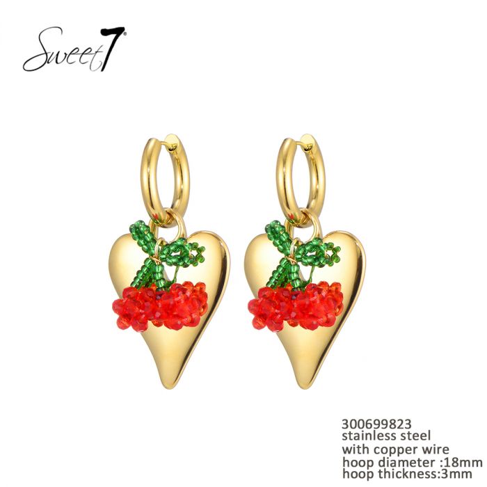 Oorhangers met hart en kersjes