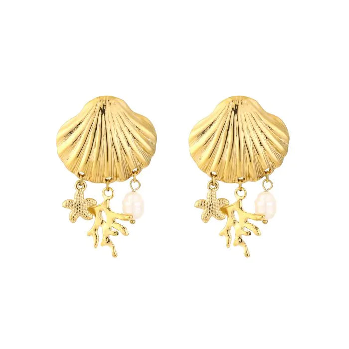 Gouden schelp oorbellen