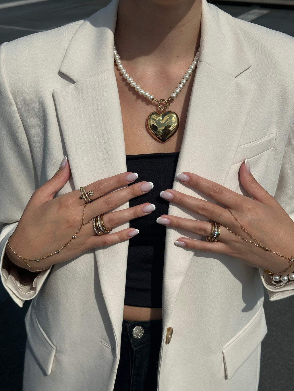 Parel ketting met gouden hart