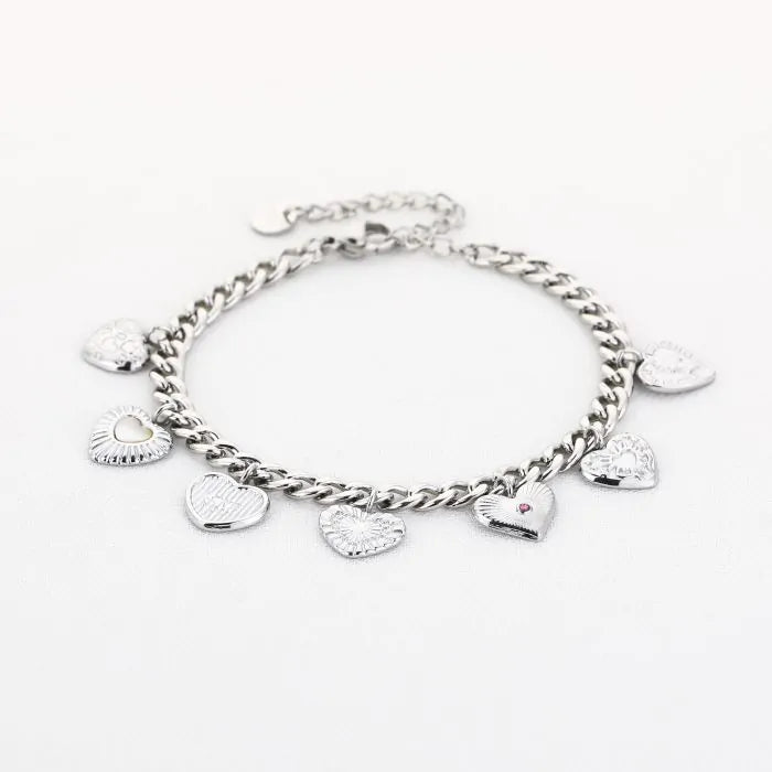 Zilveren hartjes armband