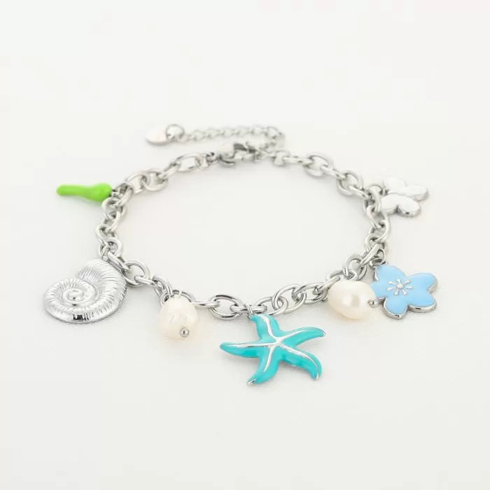 Zilveren beachy armband