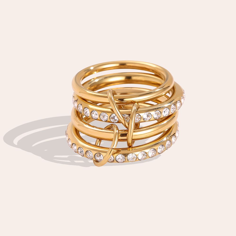 4 lagen ring met steentjes