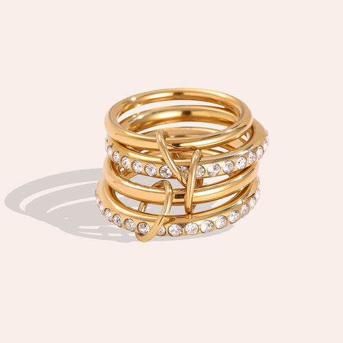 4 lagen ring met steentjes